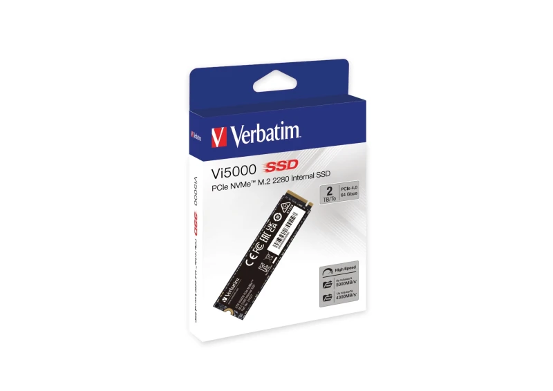 Image of Verbatim Verbatim Vi5000 2 TB NVMe/PCIe M.2 internal SSD M.2 NVMe PCIe 4.0 x4 Retail 31827 31827