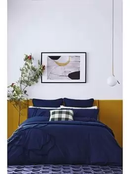 Image of Ted Baker Magnolia Tufted 100% Cotton Percale Duvet Cover - Navy
