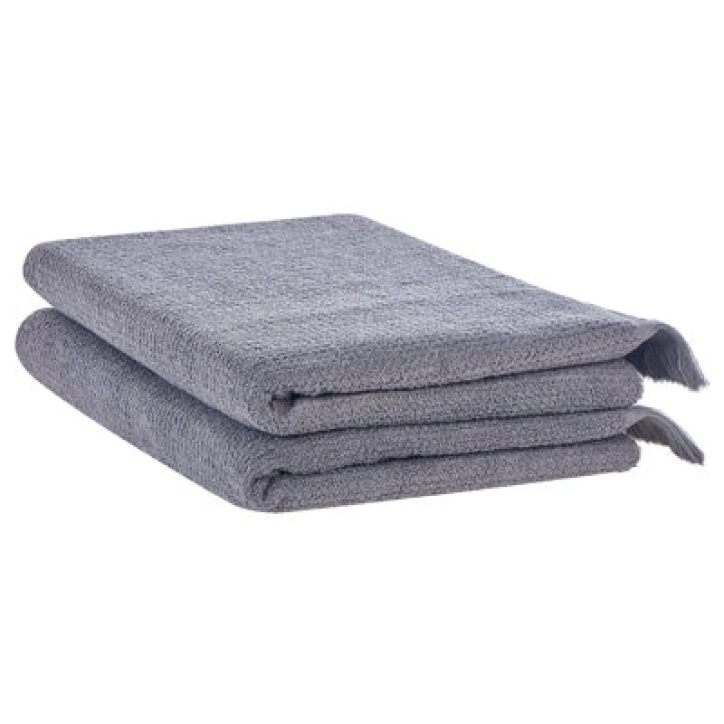 Image of Beliani Set Of 2 Towels Atiu Terry Cotton Grey