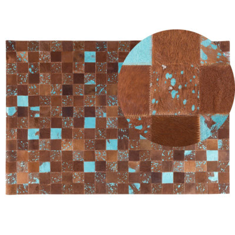 Image of Beliani Rug Aliaga Brown 140 X 200 Cm Leather