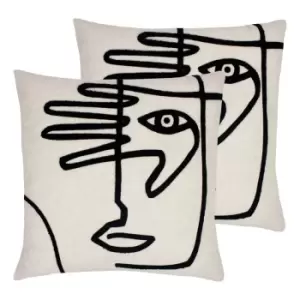 Image of Furn. Mono Face Twin Pack Polyester Filled Cushions Linen