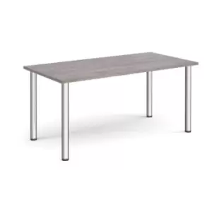 Image of Rectangular chrome radial leg meeting table 1600mm x 800mm - grey oak