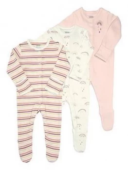 Image of Mamas & Papas Rainbow Sleepsuits 3 Pack Baby Girls