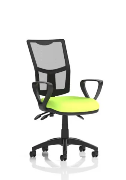 Image of Eclipse Eclipse Plus III Lever Task Operator Chair Mesh Back With Bespoke Colour Seat With Loop Arms In Myrrh Green KCUP1661