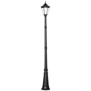 Image of Outsunny 2.4 m Garden Lamp Post Light, LED Solar Powered Patio Path Lighting Lamp with Aluminium Frame, PIR Motion Sensor for Lawn, Pathway, Black