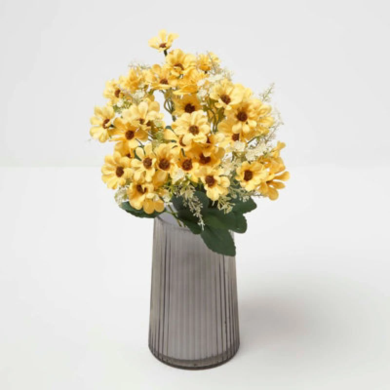 Image of Homescapes Artificial Yellow Handcrafted Wild Daisy Flower Bouquet, 46 Cm