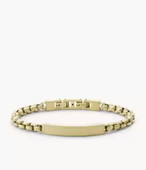 Image of Fossil Men Vintage Casual Engravable Gold-Tone Stainless Steel ID Bracelet