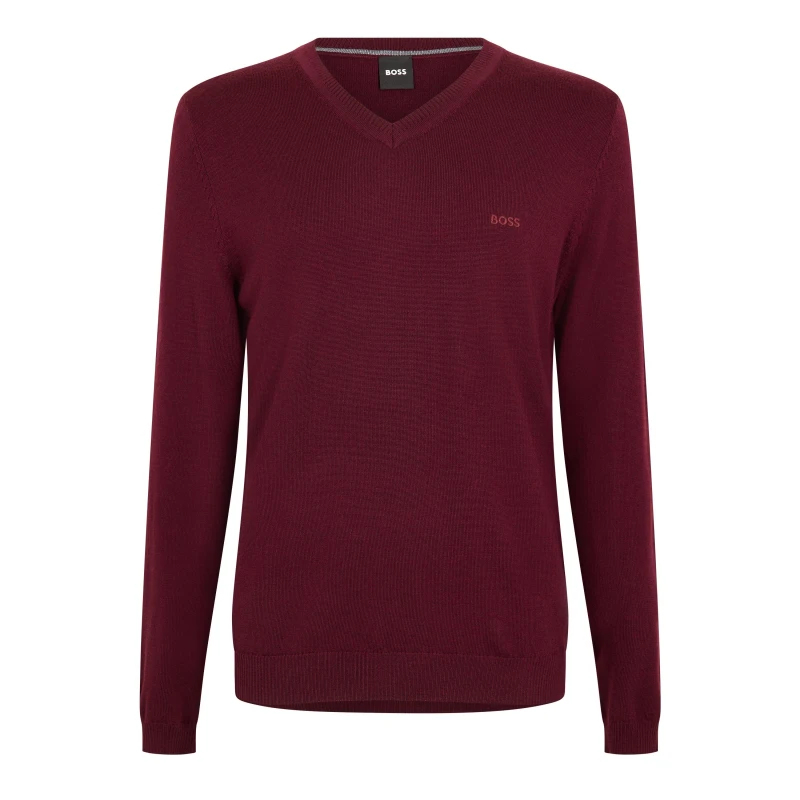 Image of Boss Mens Batisse E Knitted Top Dark Red male S