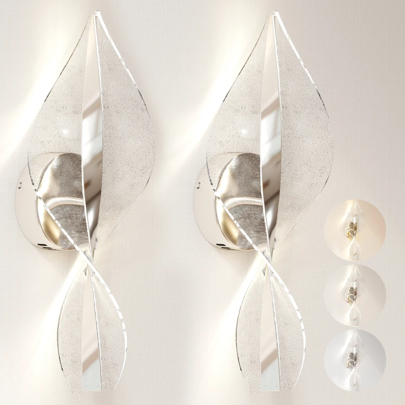 Image of HOMCOM HOMCOM 13W Modern Spiral Wall Light 2 Pack, Colour Temperature Adjustable in Silver Silver One Size Unisex 5063603419445