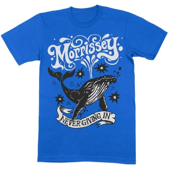 Image of Morrissey - Never Giving In/Whale Unisex Medium T-Shirt - Blue