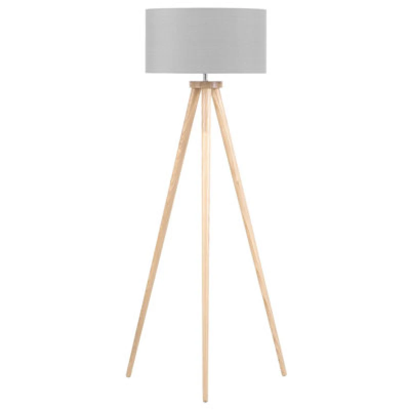 Image of Beliani Floor Lamp Nitra Oak Wood Grey