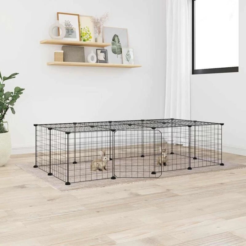 Image of VIDAXL 20-Panel Pet Cage with Door Black 35x35cm Steel Vidaxl 8720287190882