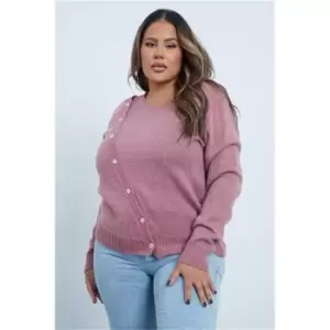 Image of I Saw It First Mocha Plus Size Asymmetrical Button Jumper - Brown