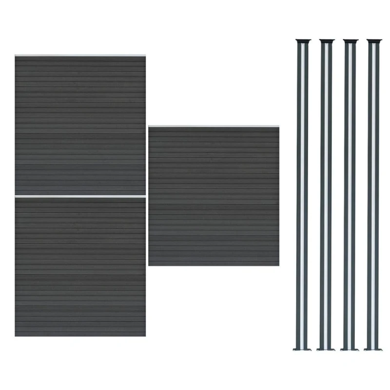 Image of Monstershop Composite Fence Panels & LED Posts 6ft x 17ft - Grey Grey Unisex