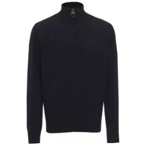 Image of Barbour Mens Essential Lambswool Half Zip Sweater Navy Medium