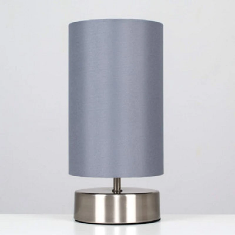 Image of ValueLights ValueLights Francis Brushed Chrome Dimmable Touch Table Lamps with Fabric Shade in Silver Silver One Size Unisex 5055759921644