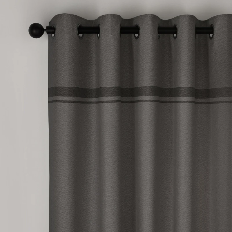 Image of Catherine Lansfield Melville Lined Eyelet Curtains Two Panels Eyelet Curtains 66x90" Grey 41988102000