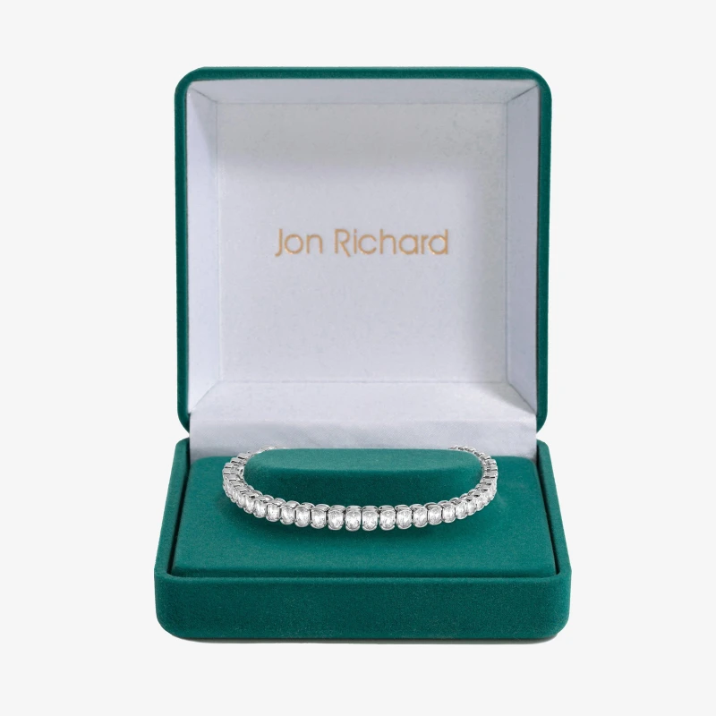 Image of Jon Richard Rhodium Plated Cubic Zirconia Bracelet - Silver Silver One Size