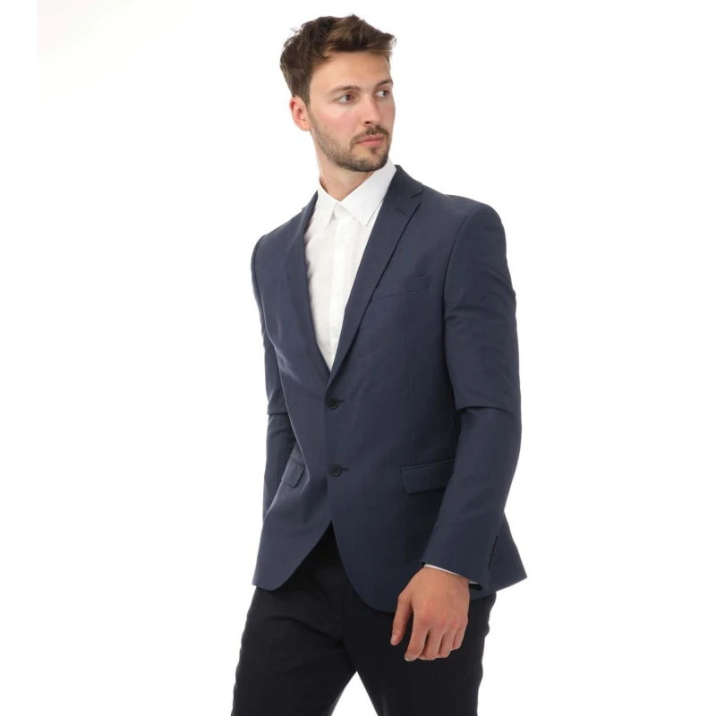 Image of Ted Baker Men Premium Blue Panama Slim Suit Jacket Size: 52R Blue 52R Male 5059508279390