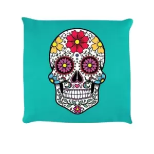 Image of Grindstore Sugar Skull Cushion (One Size) (Turquoise)
