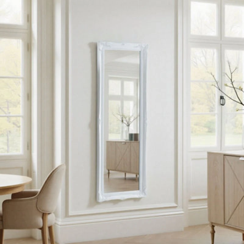 Image of Yearn Mirrors French Style Carved Tall Mirror White 166x60cm White