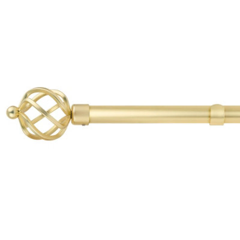 Image of Unknown 16-19mm Cage Extendable Eyelet Metal Curtain Pole Set Gold 160-300Cm