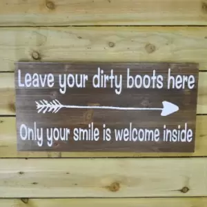 Image of 60cm x 30cm Dark Rustic Fir Wood Welcome Arrow Hanging Wall Sign