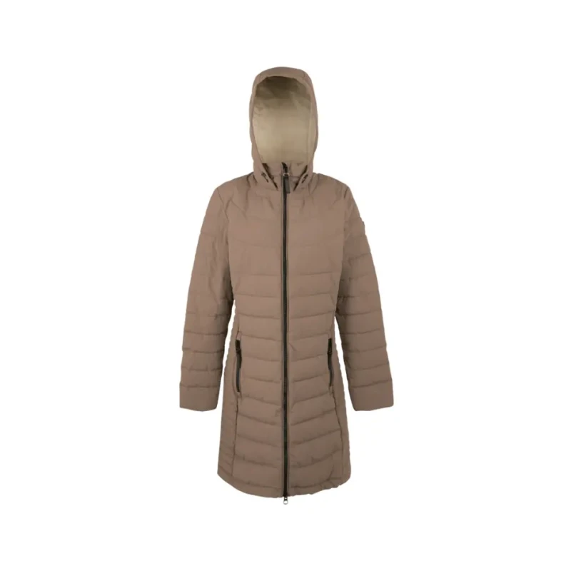 Image of Womens long hooded down jacket Regatta Andria Marron Female 40