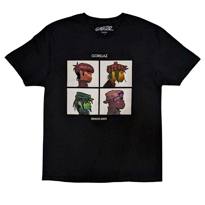 Image of Gorillaz Demon Days T-Shirt in Black Size: 1-2 Years Black Unisex 1-2 Years