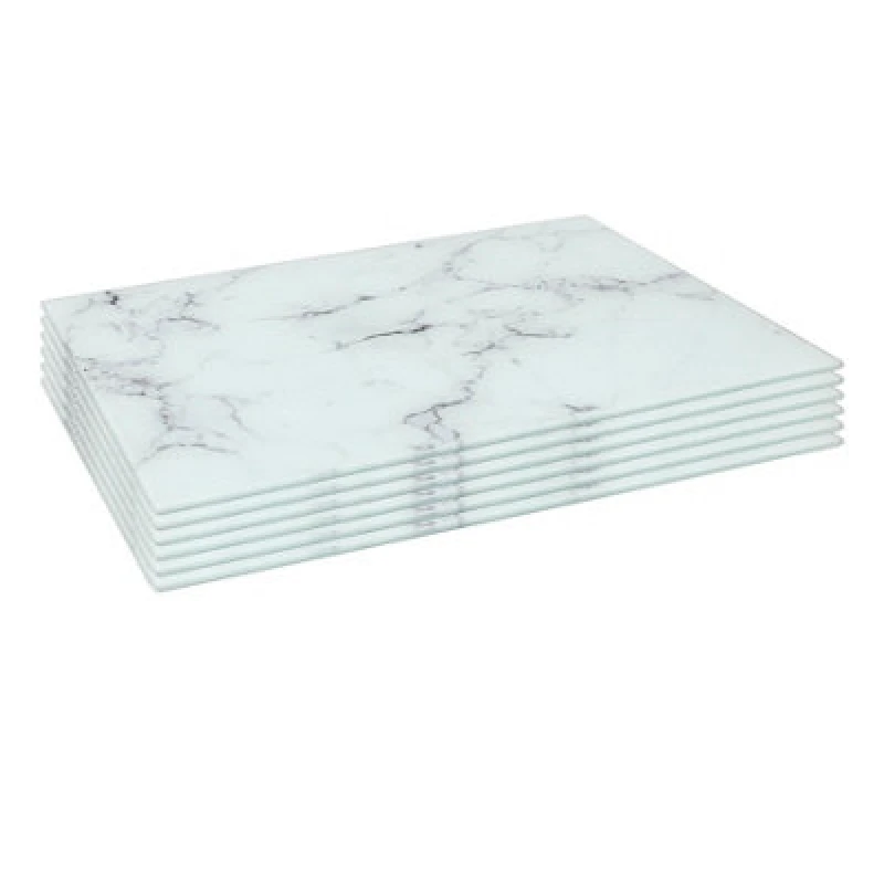 Image of Harbour Housewares 6X Glass Placemats - 40 X 30Cm - Marble - Dining Table Place Mats Tabletop Protector For Kitchen Worktops