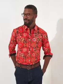 Image of Joe Browns Joe Browns Funky Floral Long Sleeve Shirt - Red, Red Size M Men
