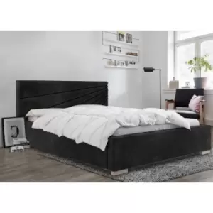 Image of Fenna Bed Double Plush Velvet Black