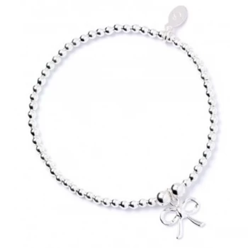 Image of Bow Charm Sterling Silver Ball Bead Bracelet