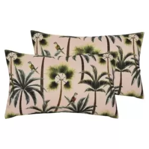 Image of Evans Lichfield Palms Outdoor Twin Pack Polyester Filled Cushions Blush
