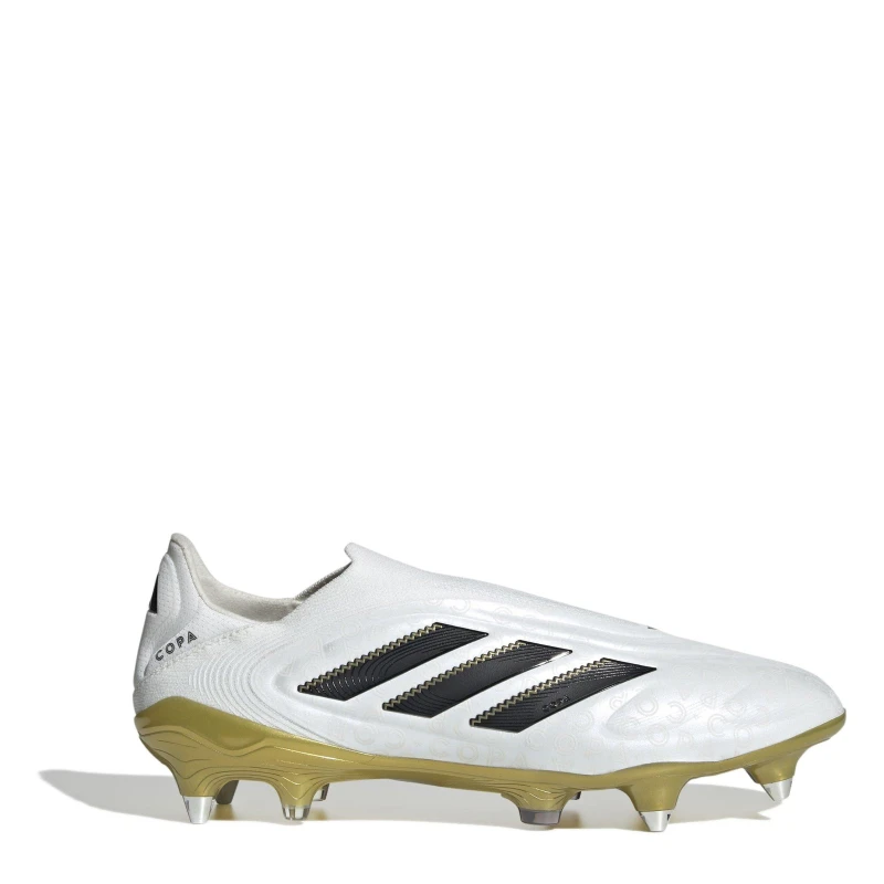 Image of adidas Copa Pure 3 Laceless Soft Ground Football Boots. White/Blk/Gold male 6 (39.3)