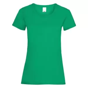 Image of Womens/Ladies Value Fitted Short Sleeve Casual T-Shirt (Medium) (Green)