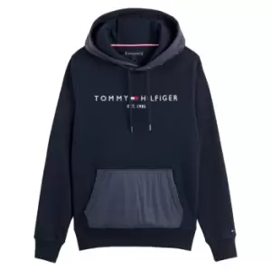 Image of Tommy Logo Mix Hoodie in Cotton Mix