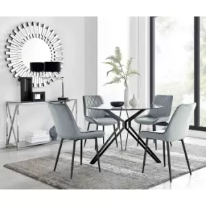 Image of Furniture Box Cascina Dining Table and 4 Grey Pesaro Black Leg Chairs