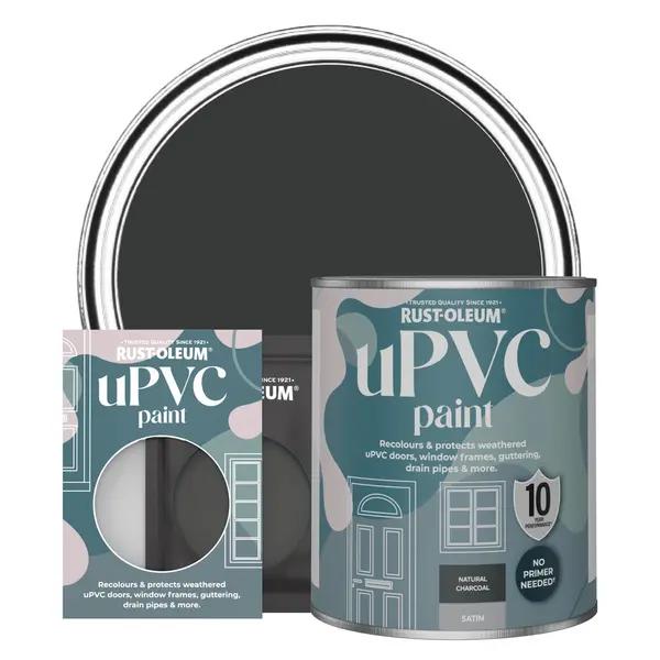 Image of Rust-Oleum uPVC Paint, Satin Finish - NATURAL CHARCOAL (BLACK) - 750ml