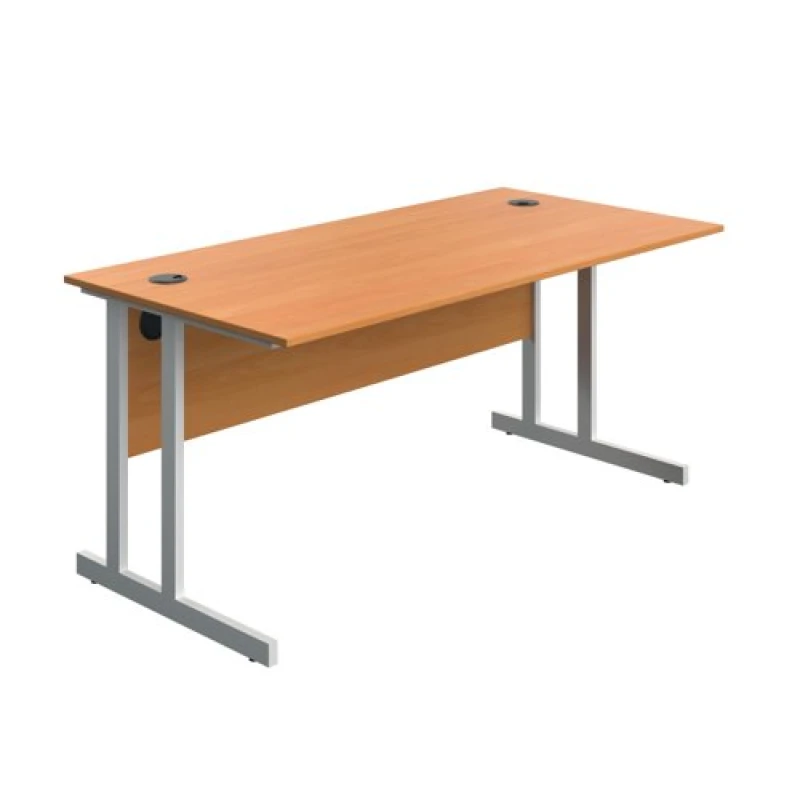 Image of Serrion Twin Upright Desk 1600x800x730mm Beech/White KF800299