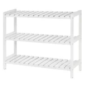 Image of Homcom 3 Tier Shoe Rack Wood Frame Slatted Shelves Open Hygienic Storage 57X70Cm