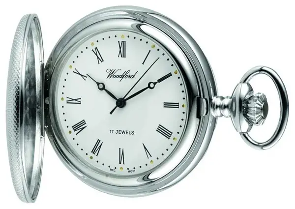 Image of Woodford 1055 Chrome White Dial half Hunter Mechanical Watch