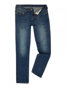 Image of Mens True Religion Geno Dusty Rider Mid Wash Tapered Jeans Denim Mid Wash