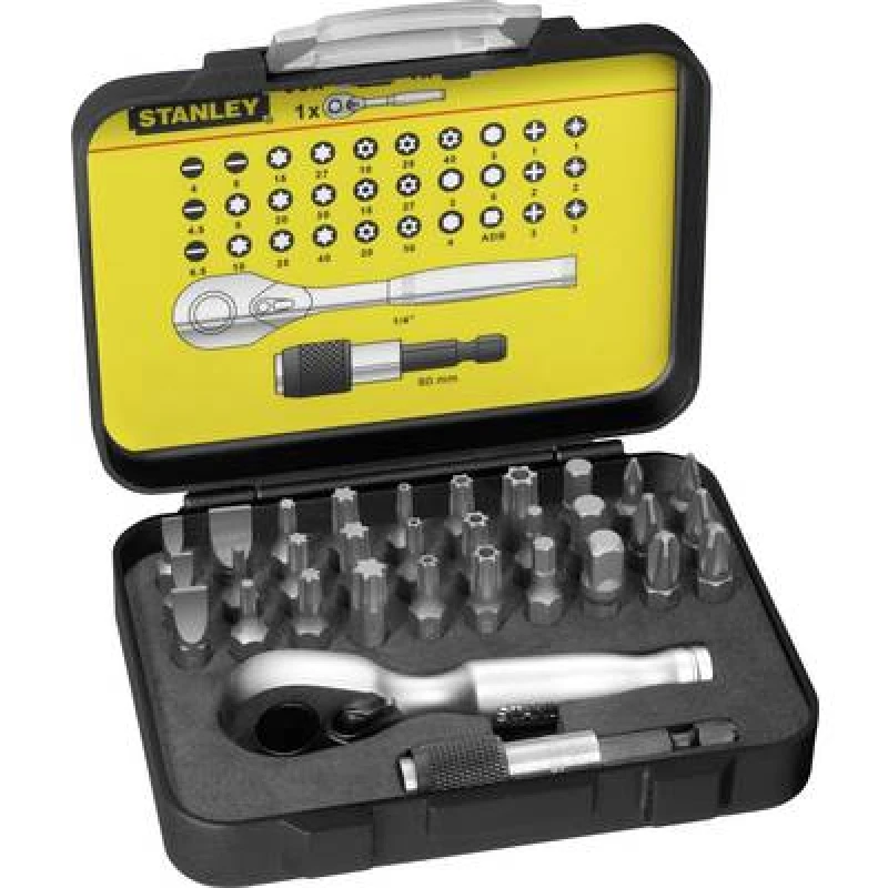 Image of Stanley STANLEY 1-13-904 Bit set 32 Piece incl. mini ratchet 1-13-904