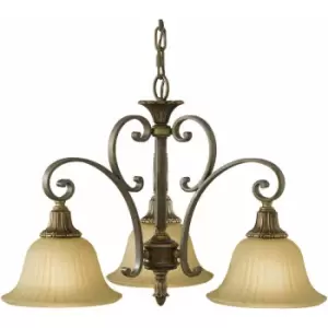 Image of 3 Bulb Chandelier LIght Firenze Gold British Bronze LED E27 60W