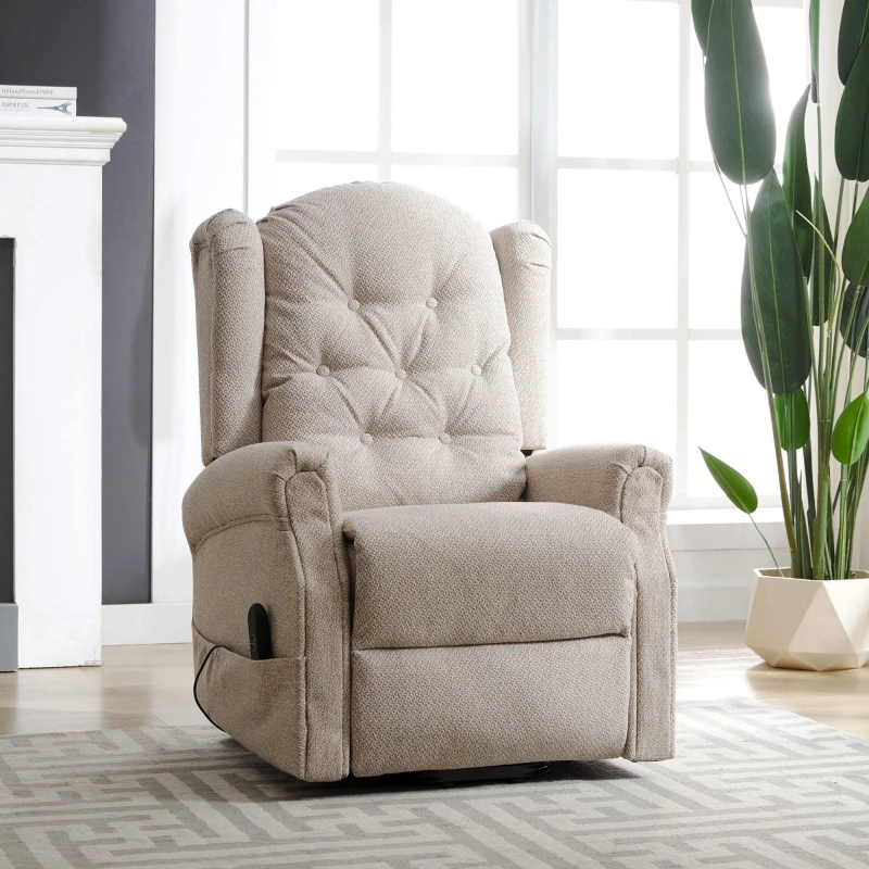 Image of Artemis Home Crawley Electric Riser Recliner with Massage & Heat in Beige Beige Unisex