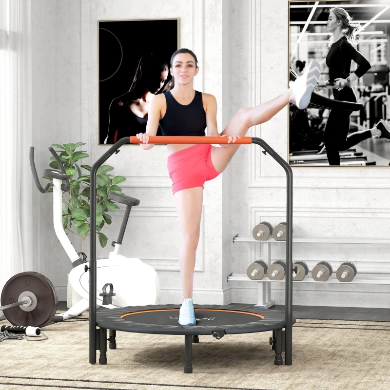 Image of HOMCOM HOMCOM 48" Foldable Mini Fitness Trampoline w/ Foam Handle, Orange Orange One Size Unisex 5063603028784
