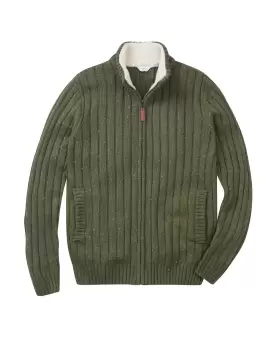 Image of Cotton Traders Sherpa Trim Cardigan in Green
