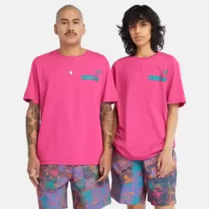 Image of Timberland All Gender High Up In The Mountain Graphic Tee In Pink Pink Product gender genderless, Size S
