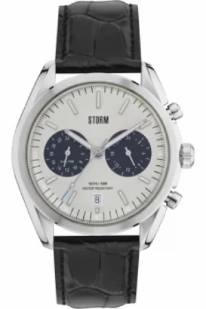 Image of Mens STORM Trexon Chronograph Watch TREXON-LEATHER-SILVER